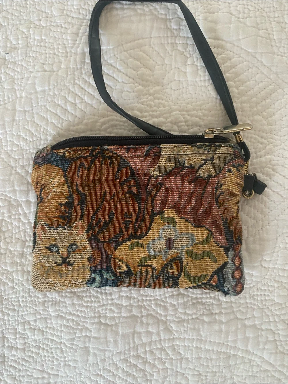 Tapestry Cat Zippered Pouch Vintage